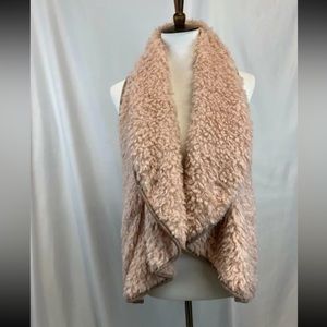 ONETHELAND Women's Pink Plush Sherpa Fuzzy Sleeveless Vest Sz S